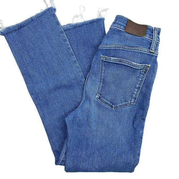Madewell Slim Demi Boot Jeans Womens 25 Raw Edge Hem Northhaven Wash Blue Boho - Picture 5 of 12